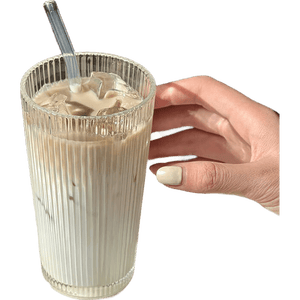 翻口杯竖条纹玻璃咖啡杯风琴水杯家用高颜值竹节杯拿铁牛奶果汁杯 竖纹杯 高款1个350ml