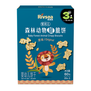 禾泱泱婴幼儿森林动物脆脆饼原味60g宝宝磨牙饼干零食锻炼抓握6月+