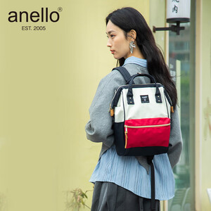 anello日本乐天双肩包男女背包书包升级版离家出走包电脑隔层小号红蓝白