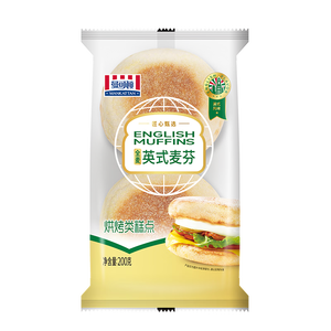 曼可顿 全麦英式麦芬 200g*2 汉堡胚半成品儿童早餐面包 源头直发