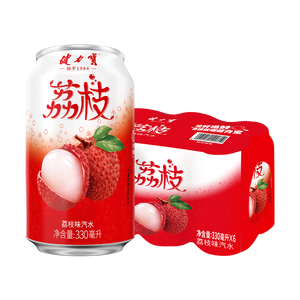 健力宝低糖0脂低能量荔枝味汽水330mL*6罐碳酸饮料解腻聚餐宴饮