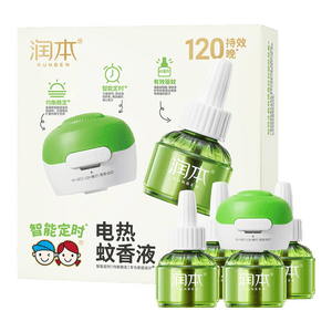 润本电蚊香液驱蚊液45ml*4瓶+1个定时加热器驱蚊防蚊蚊香无香型