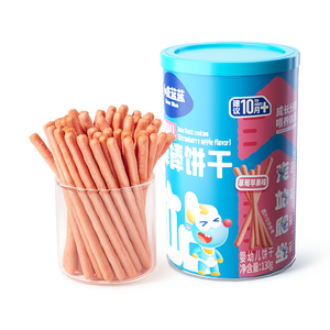 小鹿蓝蓝婴幼儿炭烧棒饼干磨牙棒草莓苹果味宝宝儿童零食饼干130g 12月+