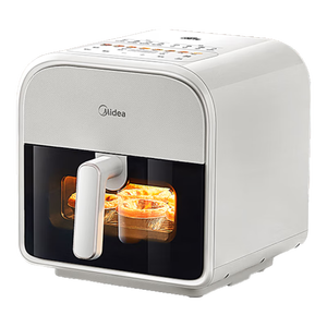 美的（Midea）炎烤空气炸锅 环火上下双热源 不用翻面 家用宽口实用大容量 透明可视金属腔体无异味 6L KZC6011