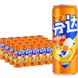 可口可乐（Coca-Cola）芬达Fanta 橙味汽水摩登罐碳酸饮料330ml*24罐 包装随机发