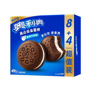 奥利奥（Oreo）夹心云朵蛋糕 香草牛乳味12枚264g 糕点休闲零食 早餐下午茶