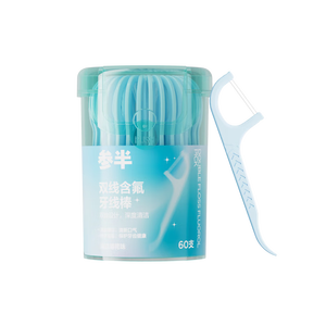 参半双线含氟牙线棒 双线设计含氟牙线薄荷清香 60支