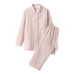 MUJI[自营限定款]女士无侧缝 双层纱织睡衣 纯棉家居服 浅粉红色 M
