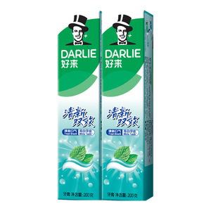 好来（DARLIE）原黑人清新双效牙膏去黄去牙渍固齿深层洁净清新口气2支共400g