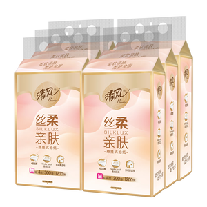 清风悬挂式抽纸 丝柔挂抽4层300抽*6提M码 纸巾抽纸擦手纸整箱卫生纸