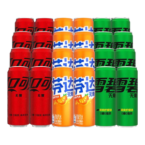 可口可乐（Coca-Cola）混合装可乐雪碧芬达碳酸饮料汽水330ml 新老包装随机发 无糖混合装330ml*24罐（各8罐）