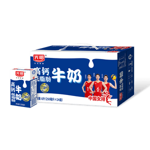 光明高钙低脂肪牛奶250ml*24盒增加30%钙 家庭量贩装牛奶整箱京东自营