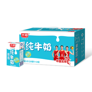 光明脱脂纯牛奶250ml*24盒 零脂肪好营养牛奶整箱中秋送礼京东自营