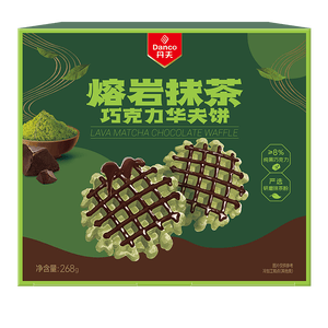 丹夫熔岩抹茶巧克力华夫饼268g纯脂黑巧夹心糕点早餐休闲茶点面包零食