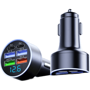 车载充电器一拖三快充升级版6口4USB+2PD不带线66W快充智能断电支持12V24V通用车型多设备同时充