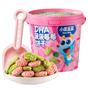 小鹿蓝蓝菠菠莓莓饼干宝宝儿童零食特添DHA藻油出游零食108g 3岁+
