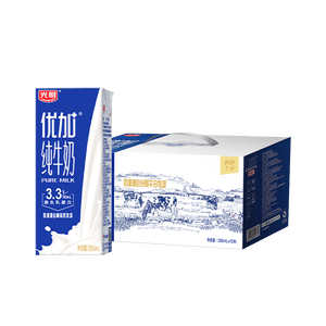 光明优加纯牛奶250ml*12盒3.3g原生乳蛋白 营养早餐牛奶整箱京东自营