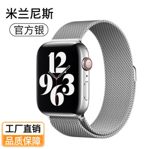 和其正适用iwatch9S9 Ultra不锈钢表带米兰磁吸S76543e代苹果表带 原配米兰尼斯 银色 苹果iWatch1-3代38mm