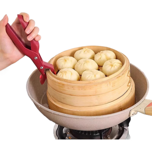防烫夹取碗夹防滑钳夹子厨房夹盘子夹蒸菜不锈钢隔热提盘夹碗工具京东物流 【1个】硅胶碗夹红色