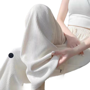 窄版阔腿裤女春秋2025新款小个子显瘦软糯云朵裤垂感直筒休闲裤子 紫色 L 【建议120-140斤】