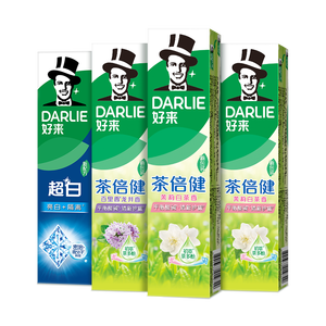 好来（DARLIE）原黑人超白茶倍健含氟去黄去渍清新口气护龈健齿牙膏4支共760g