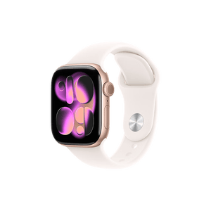 Apple/苹果 Watch S11 智能手表GPS款42毫米玫瑰金色铝金属表壳淡桃粉色运动型表带M/L MEUP4CH/B