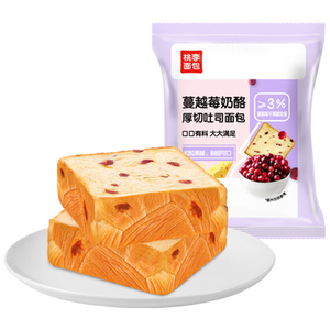 桃李厚切吐司蔓越莓奶酪味600g手撕面包早餐糕点心零食代餐主食整箱