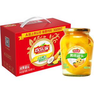 欢乐家糖水黄桃罐头 新鲜水果罐头中秋礼盒 解馋休闲零食 900g*2瓶