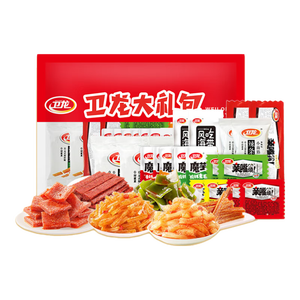 卫龙辣条大礼包 大面筋小面筋亲嘴烧魔芋爽海带零食888g（约54包）