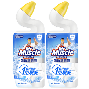 威猛先生（Mr Muscle）免刷洗 强效洁厕灵 洁厕剂 馥郁繁花型 马桶清洁 600gX2瓶