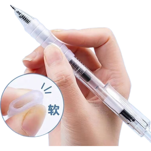 中性笔集合按动中性笔直液式碳素磨砂中性笔 晨光同款云握手中性笔(黑色) 10支