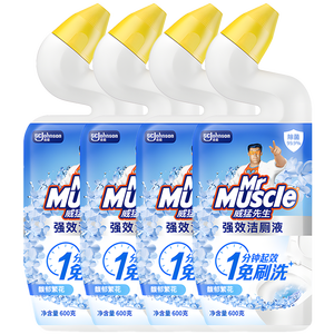 威猛先生（Mr Muscle）免刷洗 强效洁厕灵 洁厕剂 馥郁繁花型 去污渍清洁尿垢 600gX4瓶