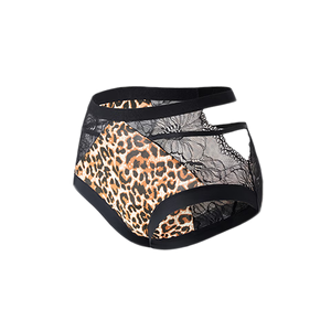 UFEEL法式辣妹蕾丝内裤超sexy高级感内裤 豹纹+黑+白+蓝+红 5条 2XL
