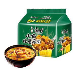 康师傅 方便面 经典小鸡炖蘑菇面五连包95g*5 泡面袋装速食 方便食品