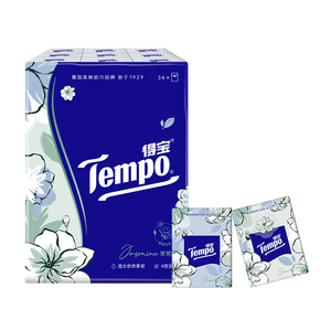 得宝（TEMPO）一博同款 手帕纸 茉莉花味4层7张*36包 湿水不破 纸巾小包 面巾纸