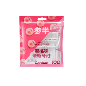 参半果味牙线洁净牙齿缝清新果味双头清洁深度清洁口腔100支蜜桃味
