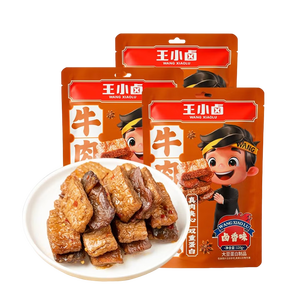 王小卤休闲解馋聚会追剧小零食开袋即食独立包装牛肉豆堡卤香味120g