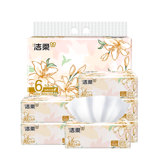 洁柔抽纸 繁花系列3层100抽*6包 可湿水面巾纸 柔韧卫生纸 提装纸巾