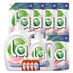 威露士la自然清新洗衣液西柚16.98斤（2.25L瓶+1L瓶+1L*5袋+60ml棕消*4