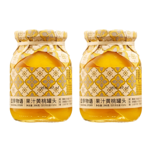 应季物语罐头水果罐头黄桃罐头390g*2罐 新鲜果肉玻璃瓶即食果汁罐头整箱