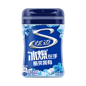 炫迈 冰爆无糖口香糖 薄荷味40粒56g1瓶装 糖果休闲零食 清新口气提神