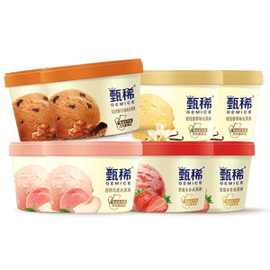 伊利【热巴同款】甄稀多口味草莓+香草+白桃+海盐口味冰淇淋90克/杯*8