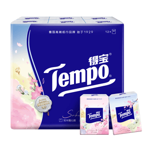 得宝（TEMPO）限定好运樱花檀木味对半撕手帕纸 4层7张*12包 纸巾小包