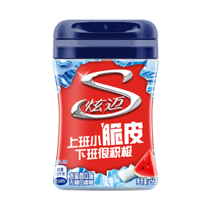 炫迈无糖口香糖 西瓜味40粒56g1瓶装 糖果休闲零食 清新口气 提神便携