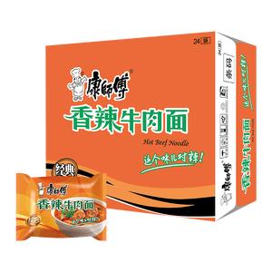 康师傅 方便面 经典香辣牛肉袋面104g*24袋 泡面整箱速食 方便食品