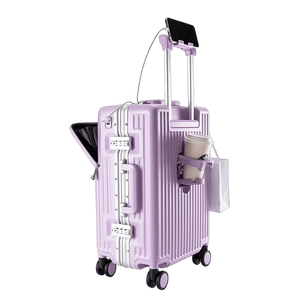 Walker Shop品牌行李箱铝框登机箱男前开盖多功能拉杆箱密码箱大容量旅行箱女 紫色 30英寸 【PLUS版】