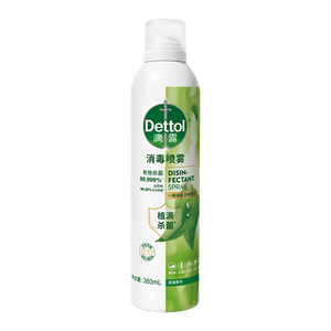 滴露（Dettol）消毒喷雾鞋除臭杀菌马桶床上除菌剂灭HPV衣物除霉味380ml清晨露珠