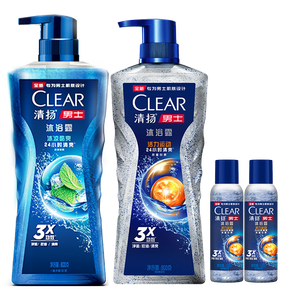 清扬（CLEAR）男士沐浴露活力运动+冰凉酷爽600g*2+100g*2 新老包装交替发货