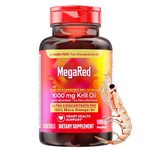 MegaRed南极双净胆碱磷虾油美国原装进口高纯度1000mg30粒胶囊深海鱼油