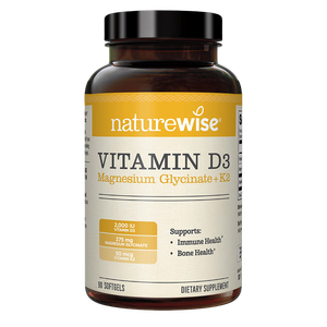 自然薇萃（naturewise）维生素D3K2镁三合一软胶囊90粒2000IU阳光瓶甘氨酸镁备孕成人补钙